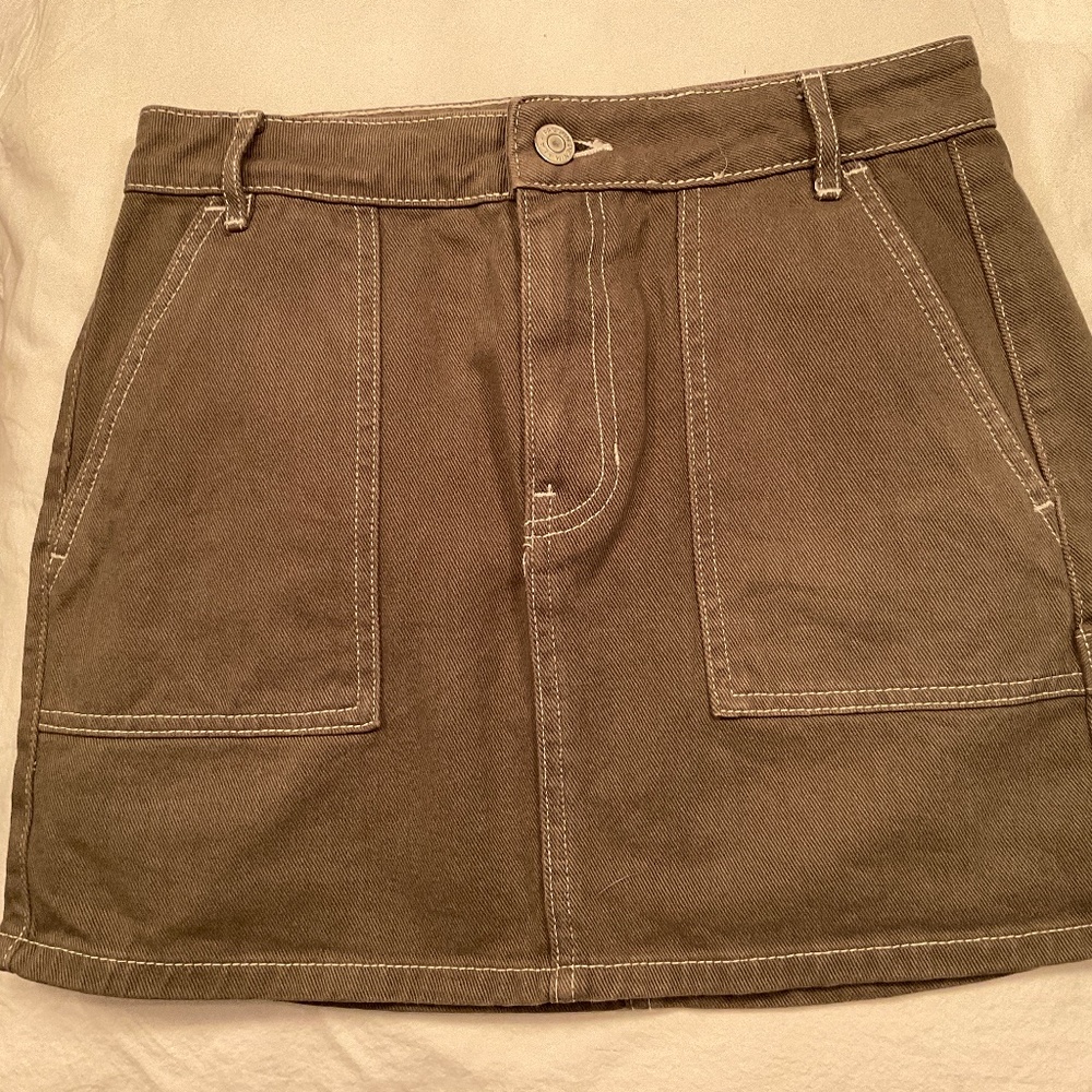 Pacsun olive green denim skirt